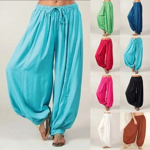 Women's Hippy Baggy Trousers Yoga Hareem Harem Pants Ali Baba Wide Leg UK 2025 - Picture 1 of 10