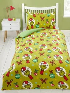 The Grinch Single Duvet Set Kinder Fleece Bettwäsche Set - Offiziell Lizenziert - Bild 1 von 5