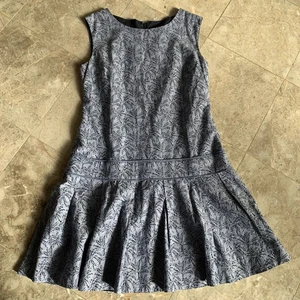 J. Crew Black Dress Size 10 Navy Blue Floral Leaf Tropical Pattern - Picture 1 of 8