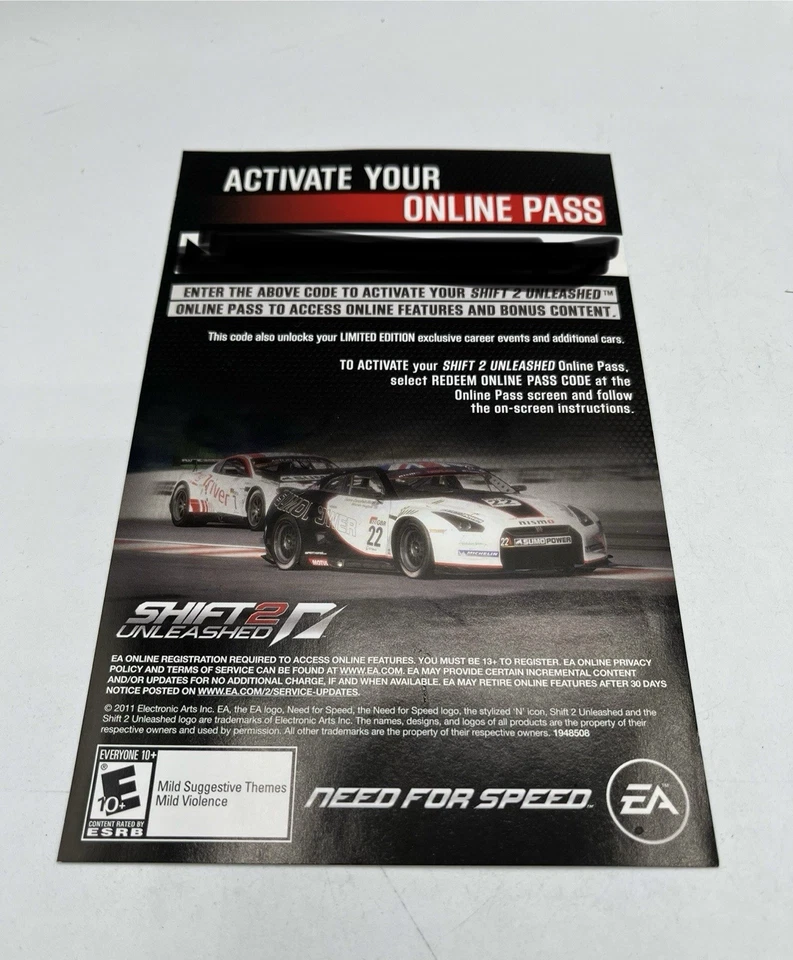 Need For Speed: Shift 2 Unleashed Limited XBOX 360 Add On Cars DLC Unused - Image 1 of 1