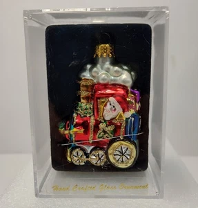 Weihnachten Weihnachtsmann im Zug handbemalt Glas Ornament - Bild 1 von 6