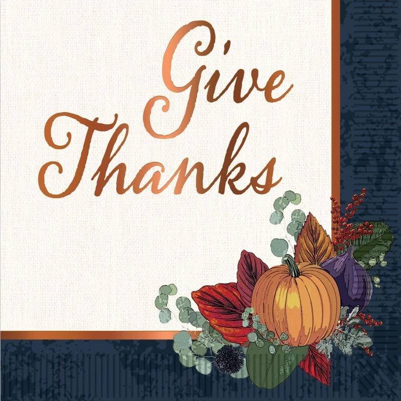 Fall Thanksgiving Foil Stamped Lunch Napkins Paper 16 Per Pack Hot Foil Stamped - Image 1 of 1