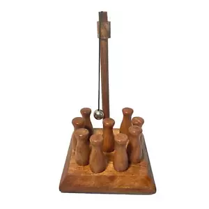 HANDCRAFTED SOLID WOOD BAR SKITTLES GAME | wooden bowling set - Picture 1 of 7