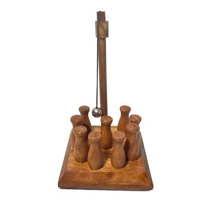 HANDCRAFTED SOLID WOOD BAR SKITTLES GAME | wooden bowling set - Image 1 of 4