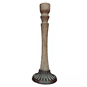 "Candelabro vintage de madera y metal pilar de 12""" - Imagen 1 de 4