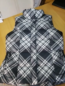 Eddie Bauer Brown Premium Quality Goose Down Women's Vest Size MED Black White - Picture 1 of 14