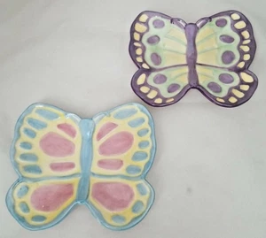 FITZ And FLOYD Painting Easter Eggs Butterfly Dishes Set Of 2 - 2004 -New In Box - Picture 1 of 8
