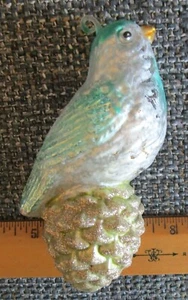 VINTAGE GLASFINK AUF GLAS KIEFERNZAPFEN WEIHNACHTSSCHMUCK TN USA ATEMBERAUBEND! - Bild 1 von 4