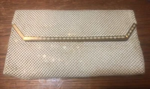 WHITING & DAVIS Vintage Beige Mesh Metall Abendtasche Art Deco Made In USA - Bild 1 von 3