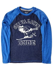 Arizona Boys Blue "Ski Ya Later DUDE" Long Sleeve Tee Shirt T-Shirt - Picture 1 of 2