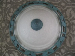 HUGE! Textured Glass Dome Light Shade w/Green Painted Metal Leaves 3-Hooks - Picture 1 of 22