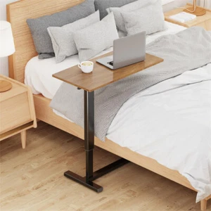Tavolo da letto tavolo per la cura tavolo per laptop regolabile in altezza su ruote tavolo per notebook MDF - Foto 1 di 13