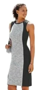 Athleta Damen Jersey Strick Kleid Gr. Small Knielang Stadtbild Ärmellos Grau - Bild 1 von 15