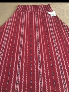 LuLaRoe MAXI Falda Vestido Rojo/azul/blanco Tribal a Rayas XL 18/20 16/18 Suroeste - Imagen 1 de 6