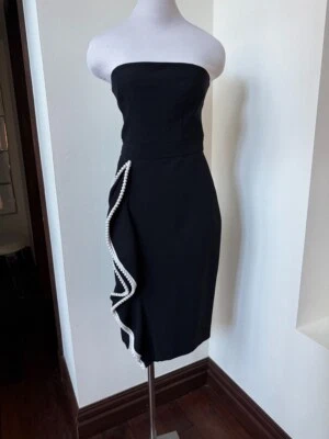 Alexis Peyton Sheath Dress Strapless Ruffle Cocktail Pompom s Small fits like XS - Image 1 of 4