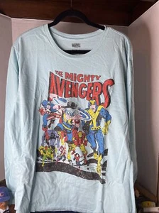 MARVEL The Mighty Avengers XXL Long Sleeve T-Shirt Teal Tee Graphic - Picture 1 of 10