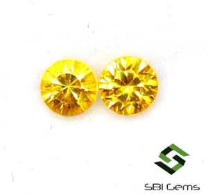 4 mm Natural Yellow Sapphire Round Diamond Cut Pair 0.65CTS Loose Certified Gems - Picture 1 of 6