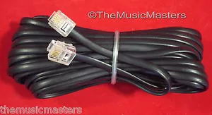 Black 25' ft Telephone Modular Line Cord Phone Cable Extension Wire RJ11 VWLTW - Picture 1 of 2