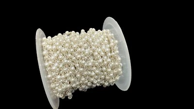 Cadena rosario con cuentas de rondelle hidrofacetada de perlas enchapada en plata cadena de joyería Foto 1 de 2