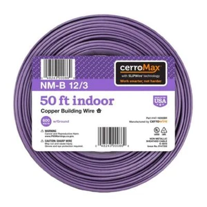 50 ft. 12/3 Purple Solid CerroMax SLiPWire Copper NM-B Wire - Picture 1 of 9