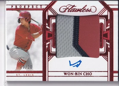 Won-Bin Cho - /20 Ruby Prospect PATCH ((AUTO)) - 2024 Panini Flawless - Image 1 of 2