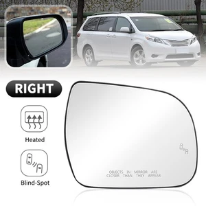 Espejo retrovisor de vidrio para pasajero derecho Toyota Sienna 2011-2019 térmico con punto ciego - Imagen 1 de 10