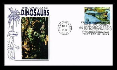 DR JIM STAMPS US COVER GONIOPHOLIS WORLD OF DINOSAURS FDC PASTED ON CACHET - Image 1 of 2