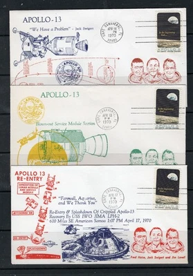 US - Space Covers (6), 4 are Apollo 13, VF Unaddressed CDS, CV N/A, see scans. - Image 1 of 2