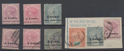 Estampillas de Ceilán 1892-1893 SG241/3;245 como nuevas con bisagras, usadas y en pieza CV 101,95 £ Foto 1 de 3