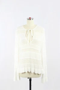 Túnica ZARA Blanca Transparente Punto Dividido Cuello en V Top Encubrimiento, Talla M - Imagen 1 de 13