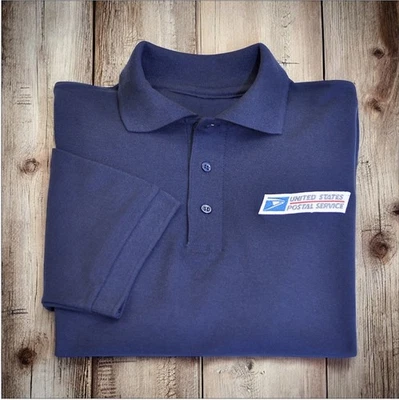 USPS Clerk 针织衬衫大号 A+ 男式短袖海军蓝 Polo 全新 — 第 1/3 张图片