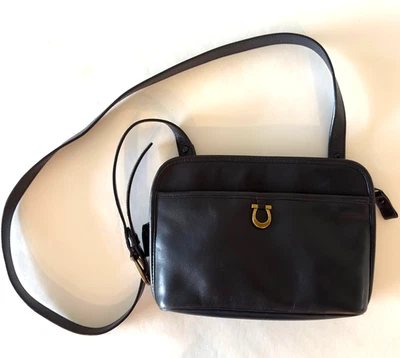 Bandolera de hombro vintage Etienne Aigner de cuero genuino negro para mujer Foto 1 de 4