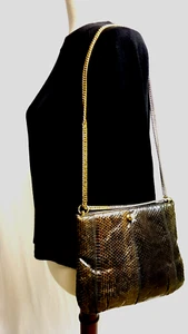 Ruth E Seltz Designer Dk Brown Snake Skin Purse - Picture 1 of 10