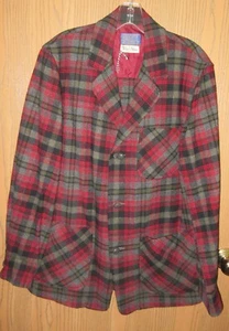 Vintage Pendleton 100% Wolle Herren 60er Jahre BURGUND & ANTHRAZITGRAU Hemd Jacke Gr. S - Bild 1 von 6