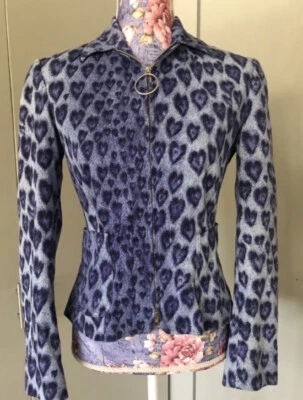 Moschino Jeans Animal Heart Print Zip Up Jacket Size 4. Rare! Vintage! - Image 1 of 4