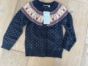 Jojo Maman Knit Sweater Sz 3-4 Girls Navy - Picture 1 of 3