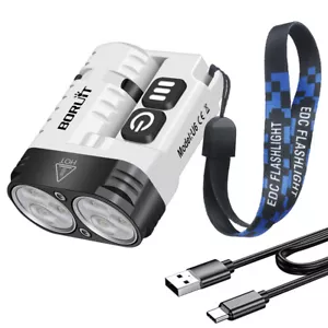 LED Torch Lamp Pocket USB Rechargeable Mini Keychain Keyring Camping Flashlight - Picture 1 of 17