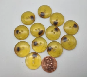 12 botones de costura semitranslúcidos amarillo tortuga sintética marrón, 20 mm #70 - Imagen 1 de 3