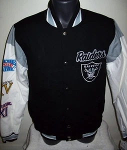 OAKLAND RAIDERS 3 Time Super Bowl CHAMPIONSHIP Jacket Sewn Logos SMALL - Picture 1 of 10