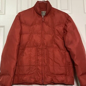 Vintage Sears Jacket Mens Small Red Down Feather Western Outerwear 90s Outdoor - Picture 1 of 11