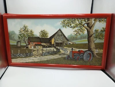 Hargrove Large Original Serigraph Oil Painting Barn & Tractor Americana 25x14 - Image 1 of 4