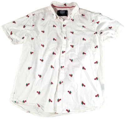 Monument Youth Christmas Tree Skate Shirt Boy's Allover Button SS Collared Large - Image 1 of 4