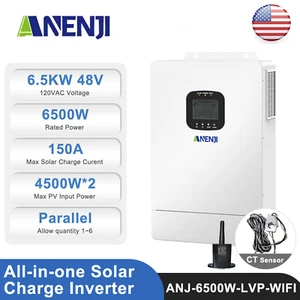 ANENJI 6,5KW 48V Solar Hybrid Wechselrichter All in One 120V MPPT 150A Batterieladegerät - Bild 1 von 12