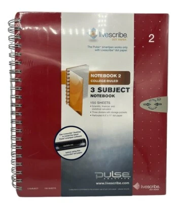Livescribe Notebook Dot Paper 2 College Ruled 3 Subject  150 Sheets Pulse Sealed - Image 1 of 4