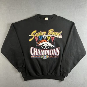 Suéter De Colección Denver Broncos Para Hombres XL Negro Logo 7 NFL Cuello Redondo Sudadera Años 90 - Imagen 1 de 10