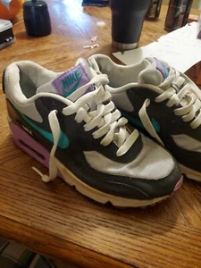 Nike Air Max '90 Grey Teal Purple Running 345017-014 size 4.5y - Picture 1 of 13