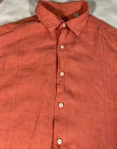 Karibik Herren Koralle Leinen Langarm Hemd Größe L Rollärmel - Bild 1 von 5