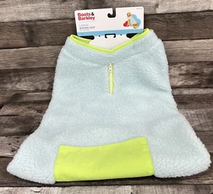 Boots & Barkley Dog Sherpa Vest, Size Large Blue & Green Pet Apparel New - Picture 1 of 6
