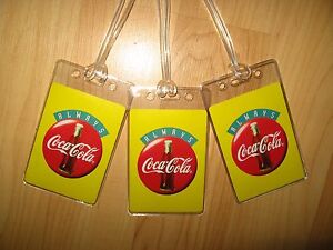 Coca Cola Luggage Tags - Always Coke Soda Pop Bottle Logo Suitcase Tag Set (3)