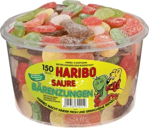 HARIBO Sour bear tongues Veggie, in Box (150 pcs.per Box 1350g) New from Germany - Picture 1 of 4
